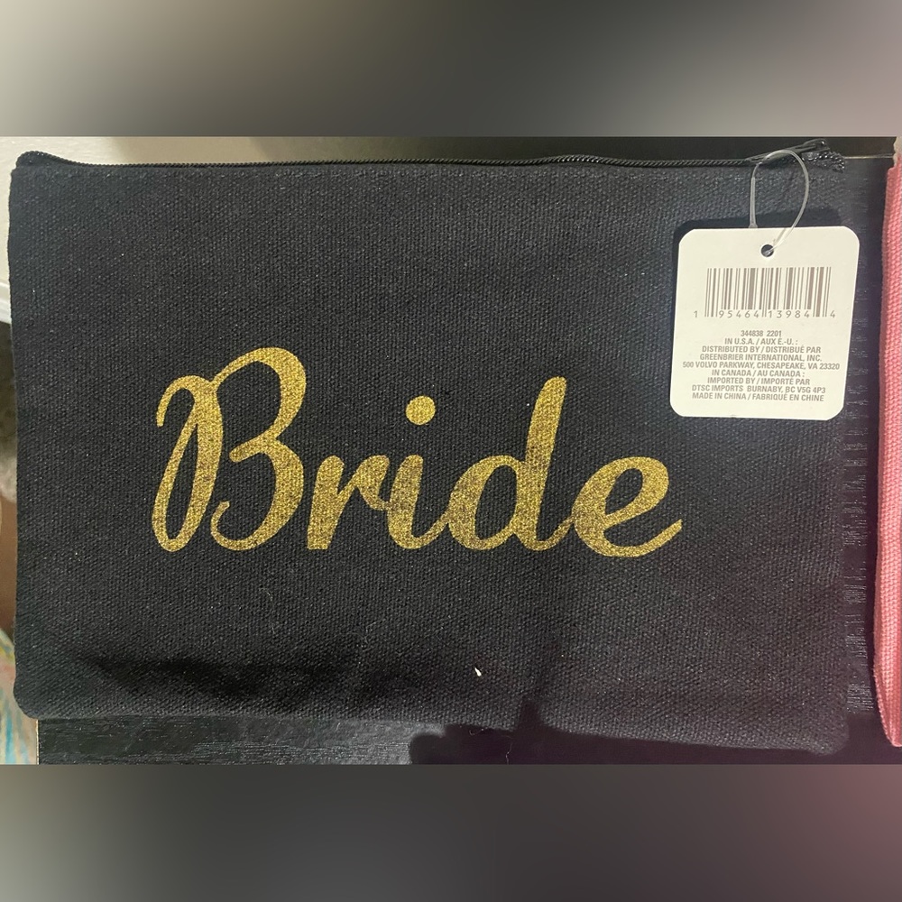Bride zip up pouch- Black with Gold lettering - (others in my closet)